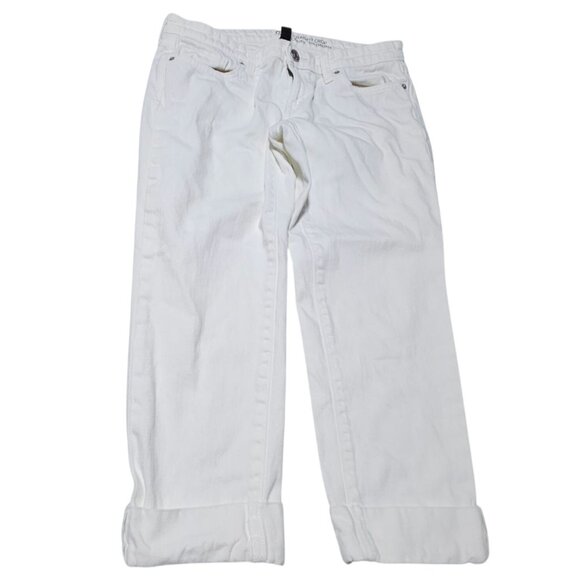 Gap Straight Crop Jeans Womens Size Rise 4 Low Rise White Denim Pants Cuffed - Picture 2 of 6
